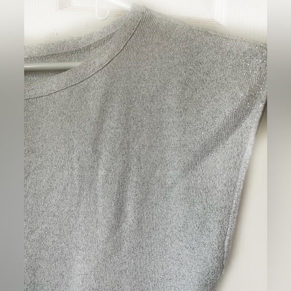Talbots Sleeveless Silver Metallic Knit Sweater Sz X - Picture 4 of 7